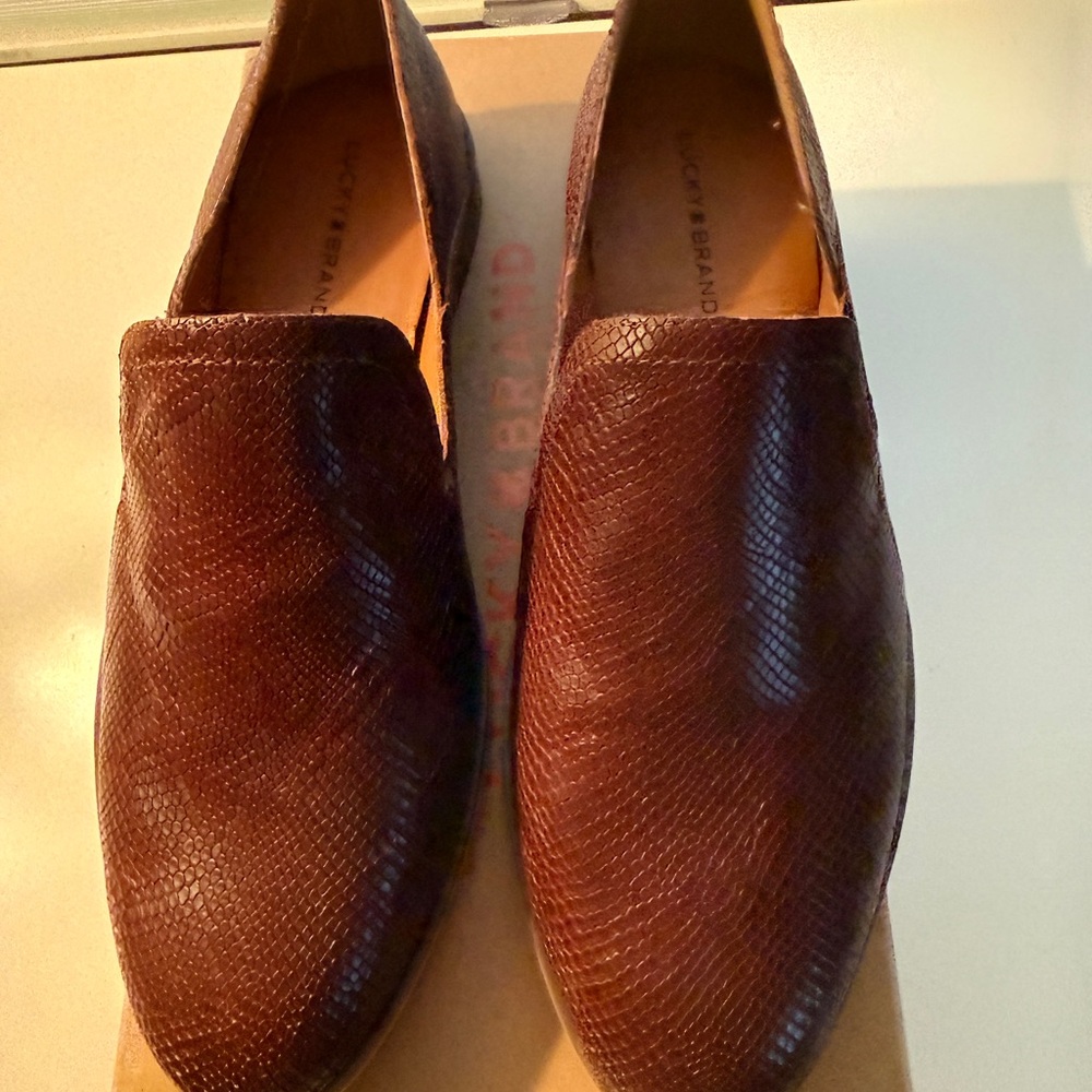 Lucky Brand Dark Brown Textured Slip-On Loafers